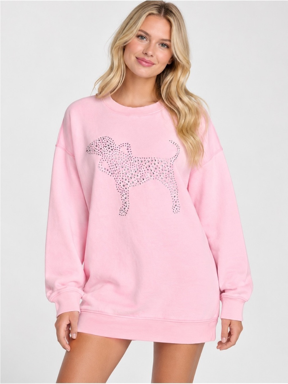 New! PINK X LOVESHACKFANCY CREWNECK DRESS Pink XS 57278